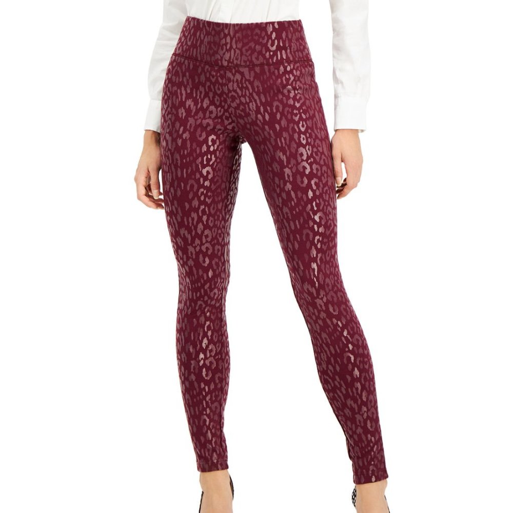 Metallic Leopard-Print Leggings